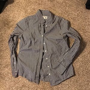 J crew M Checkered button up shirt (6-8)black/whit